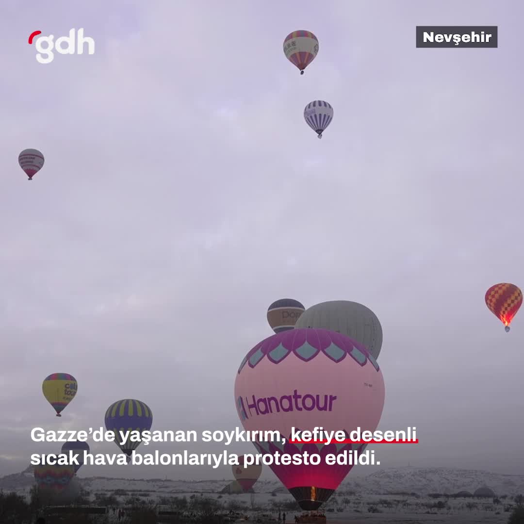 Kapadokya'da Gazze soykırımına kefiye desenli protesto