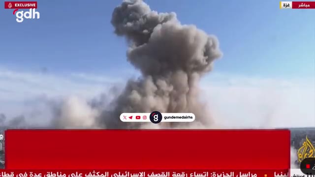 Muhabir canlı yayında İsrail saldırısını anlatırken bomba düştü